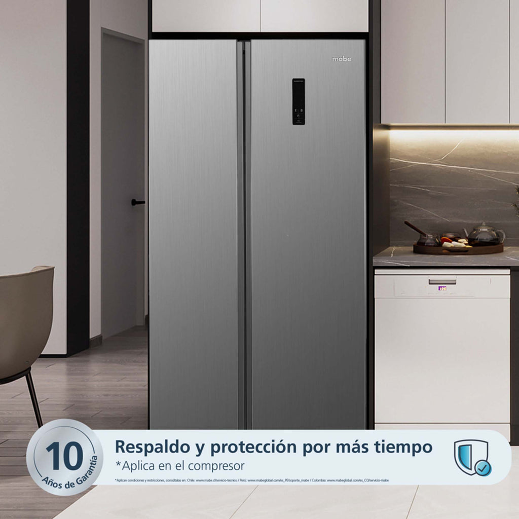Nevecón Side-by-Side 480L Inox Steel Mabe MSL480LPLPSS0
