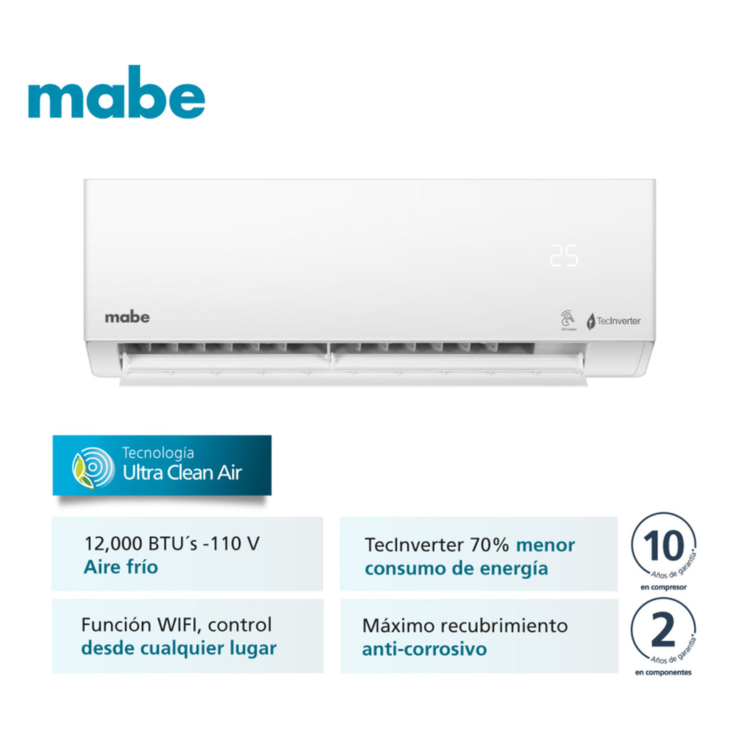 Aire Acondicionado Inverter 12000 BTU Blanco Mabe MMI12CABWCCBC1