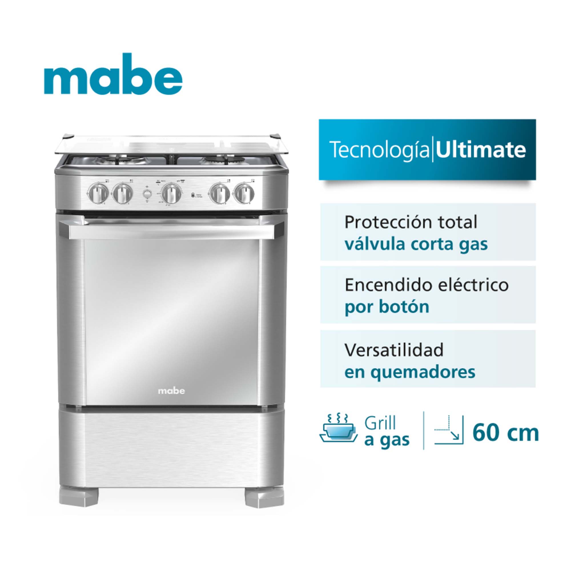 Estufa de Piso a Gas 60 cm Inox Mabe EMC6050NFX1