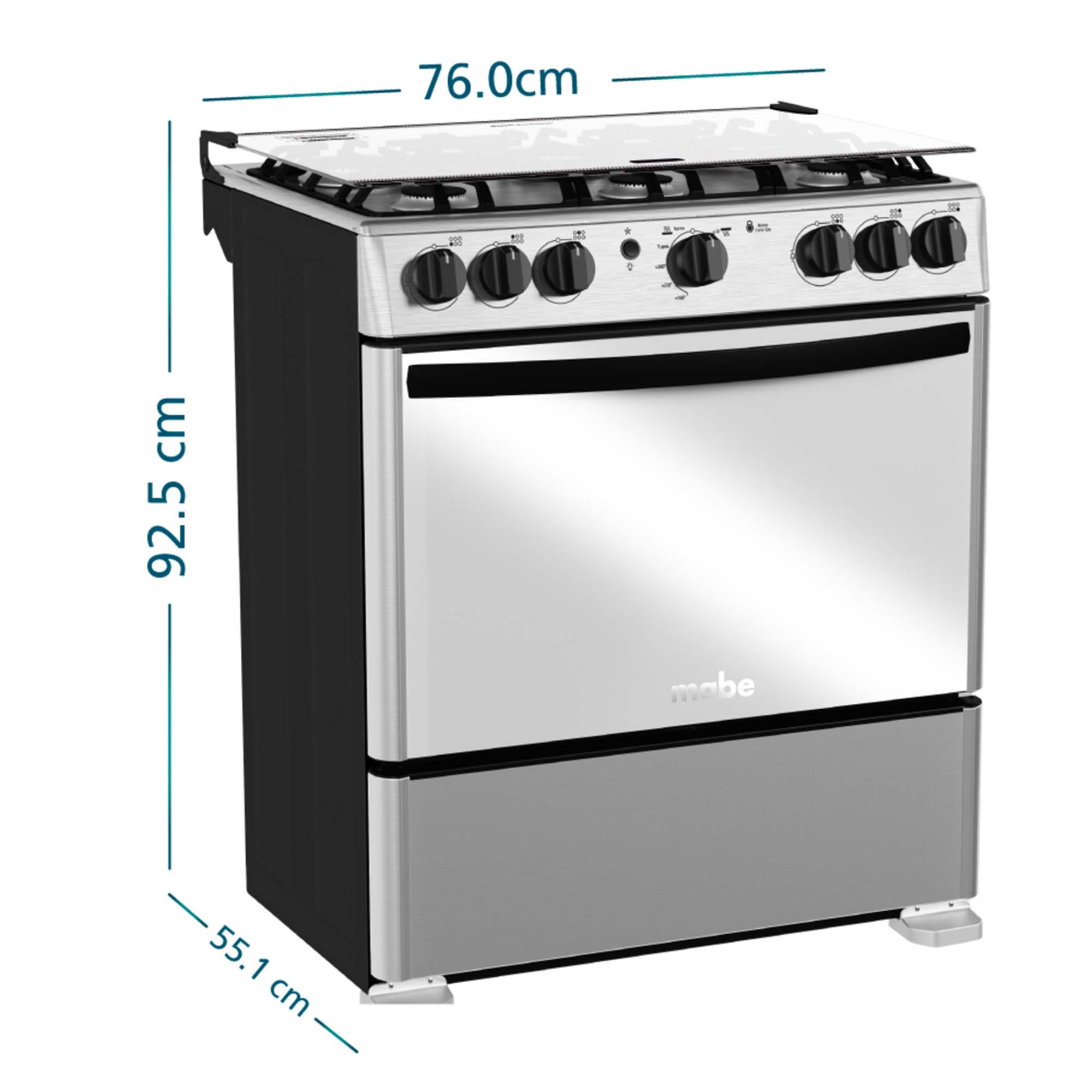 Estufa de piso a Gas 76 cm Inox Mabe EMC30KXX-6