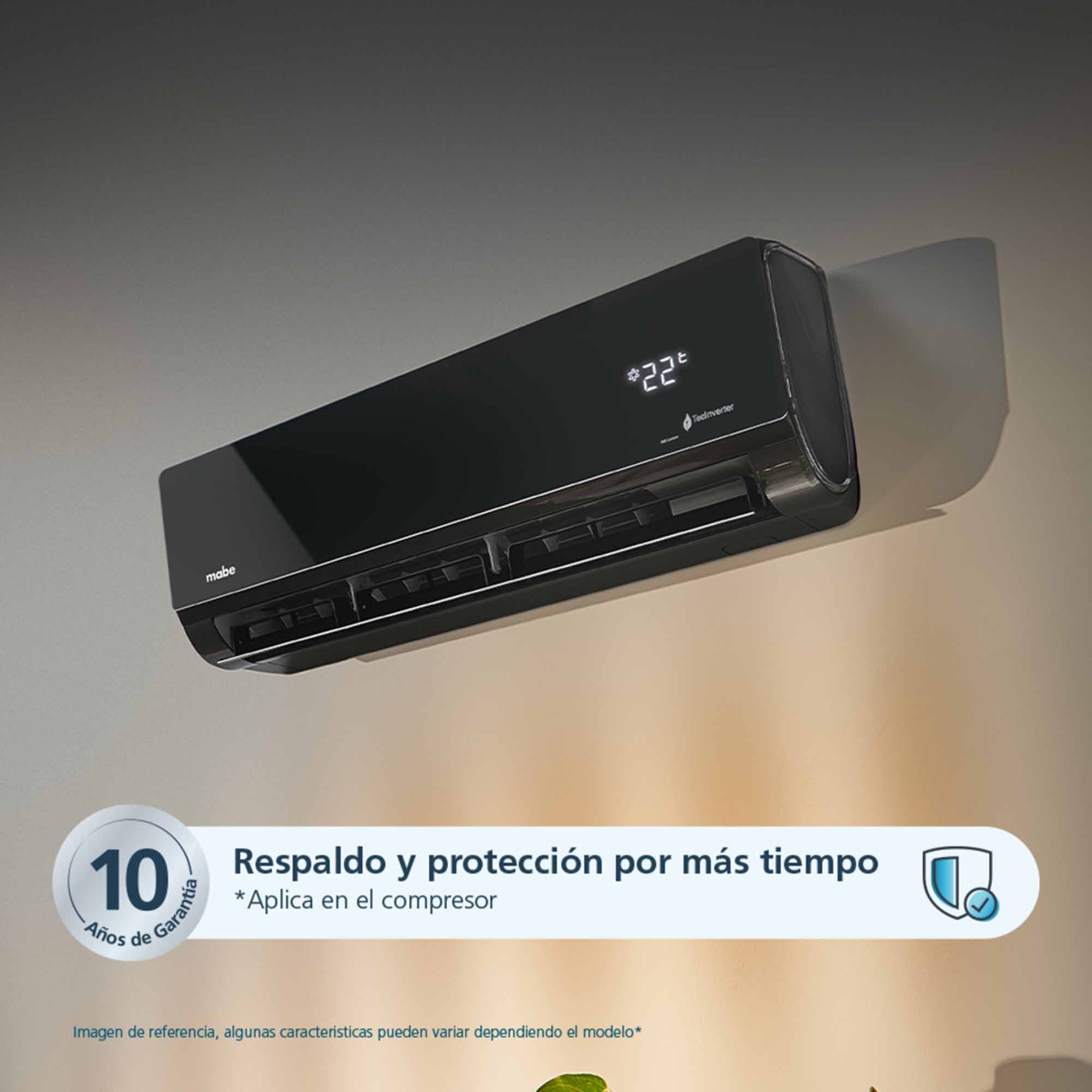 Aire Acondicionado Inverter Premium 12 000 BTU 220 V Negro Espejo Mabe MMI12CDMCCC10