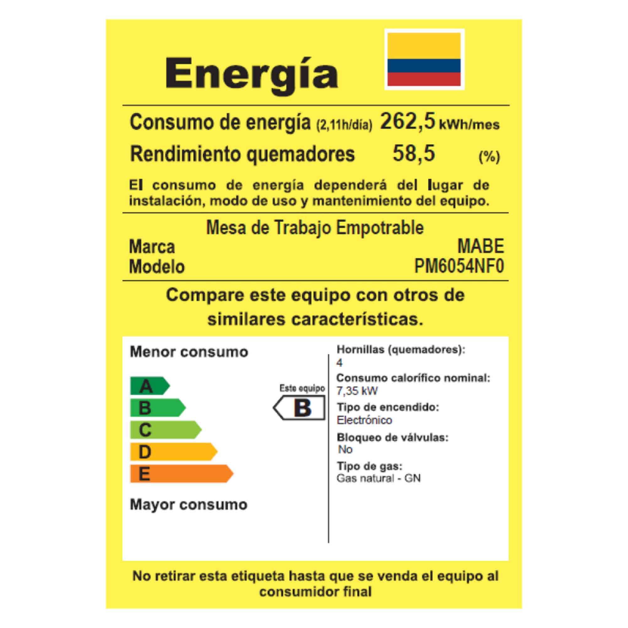 Estufa de Empotrar 60 cm Inoxidable Mabe PM6054NF0