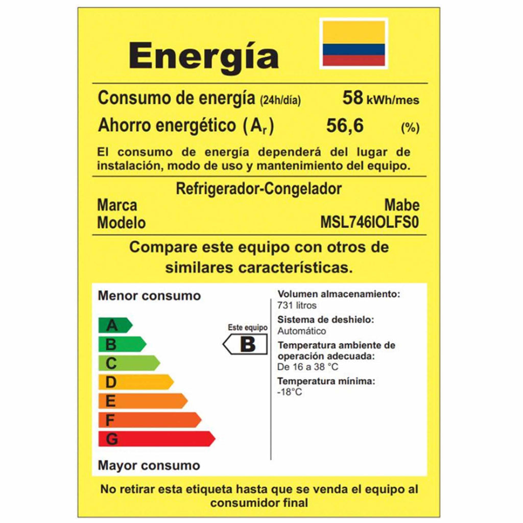 Nevecón Side by Side No Frost 788 L Mabe MSL746IOLFS0 Inox