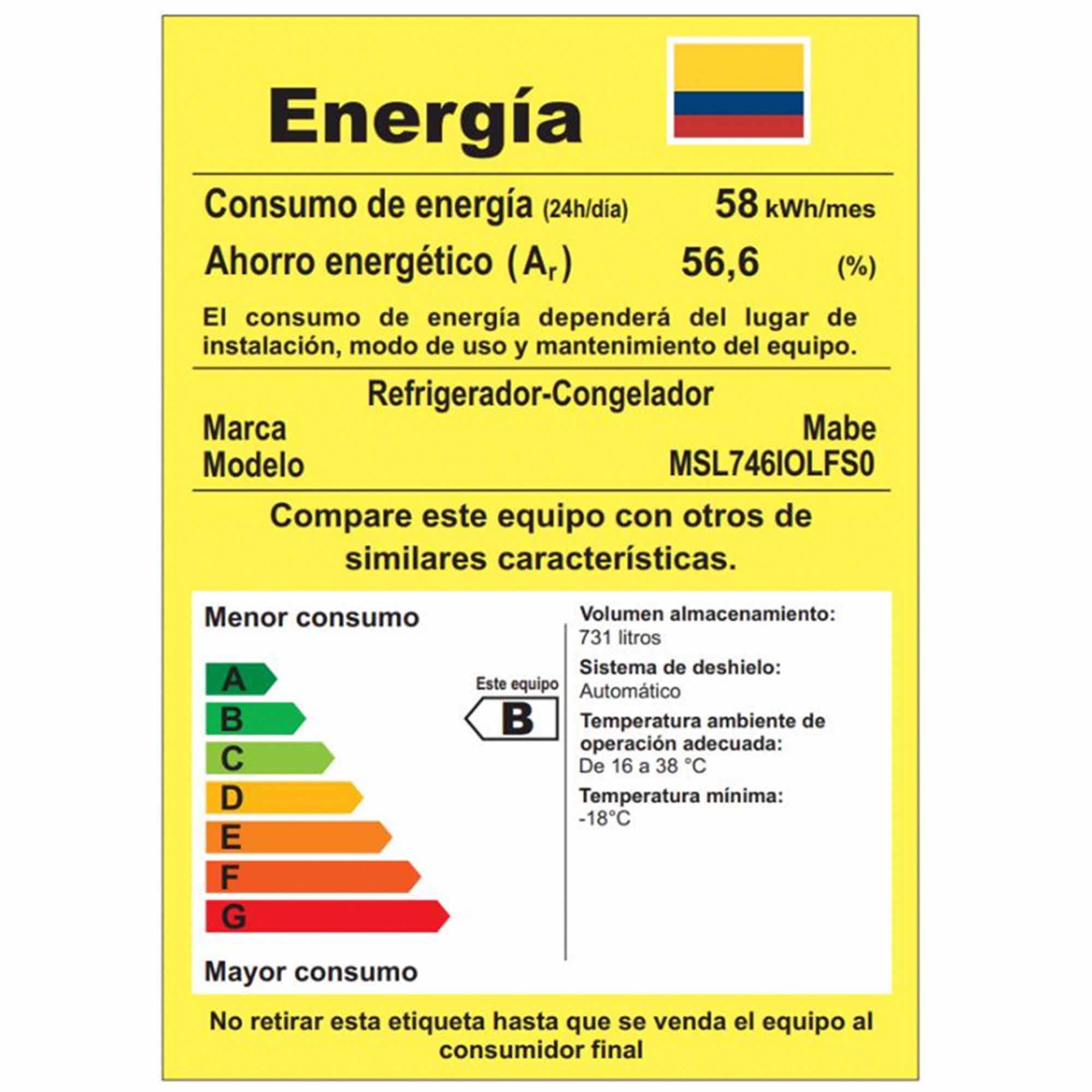 Nevecón Side by Side No Frost 788 L Mabe MSL746IOLFS0 Inox
