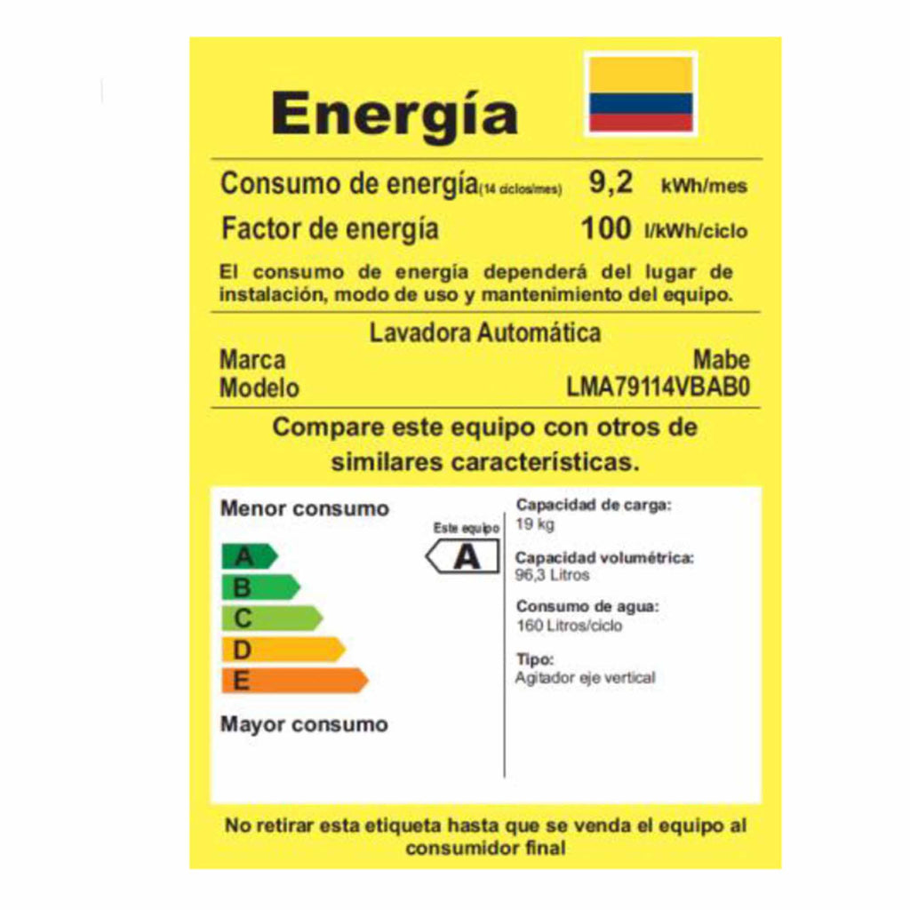 Lavadora Automática 19 Kg Mabe LMA79114VBAB0