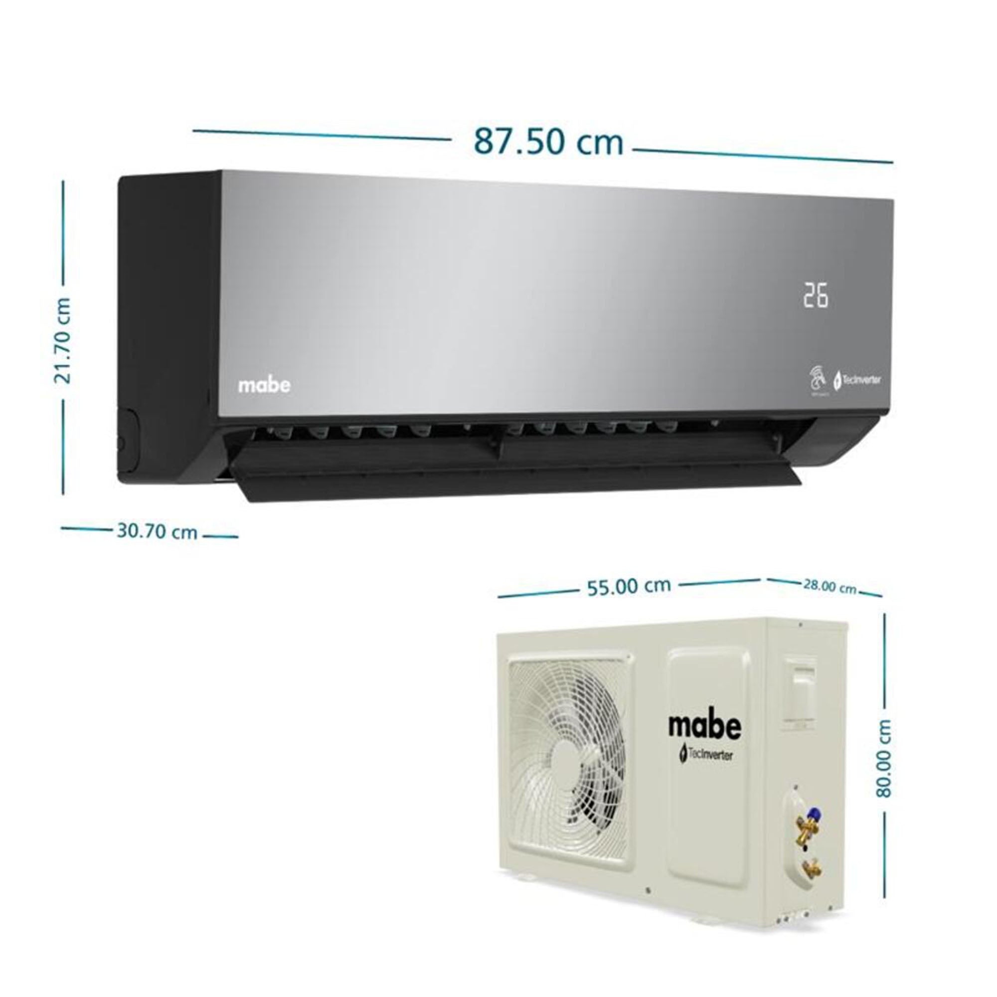 Aire Acondicionado Inverter 18000BTU Negro Espejo Mabe MMI18CDMCCC10