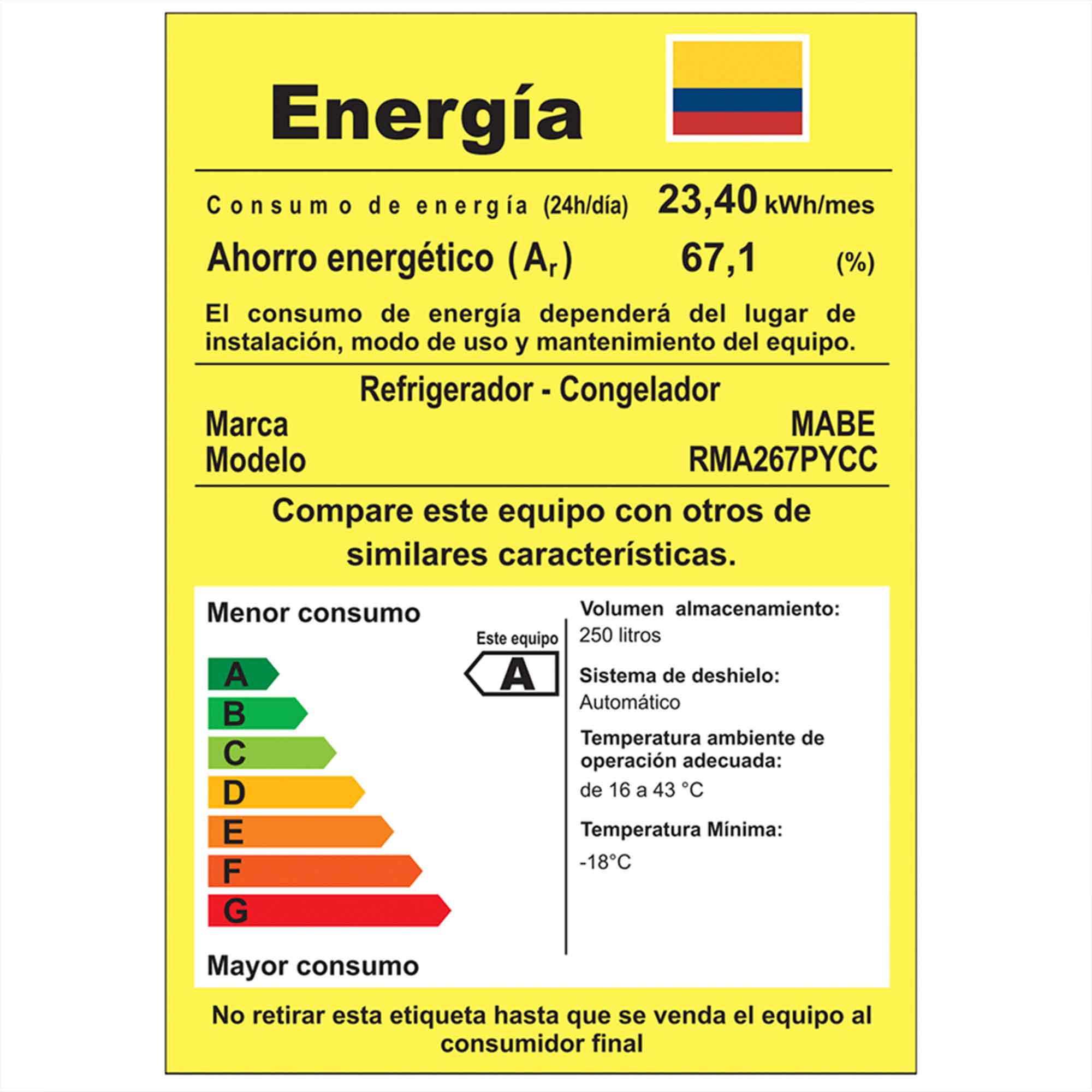 Nevera No Frost 267L Black Steel Mabe RMA267PYCC
