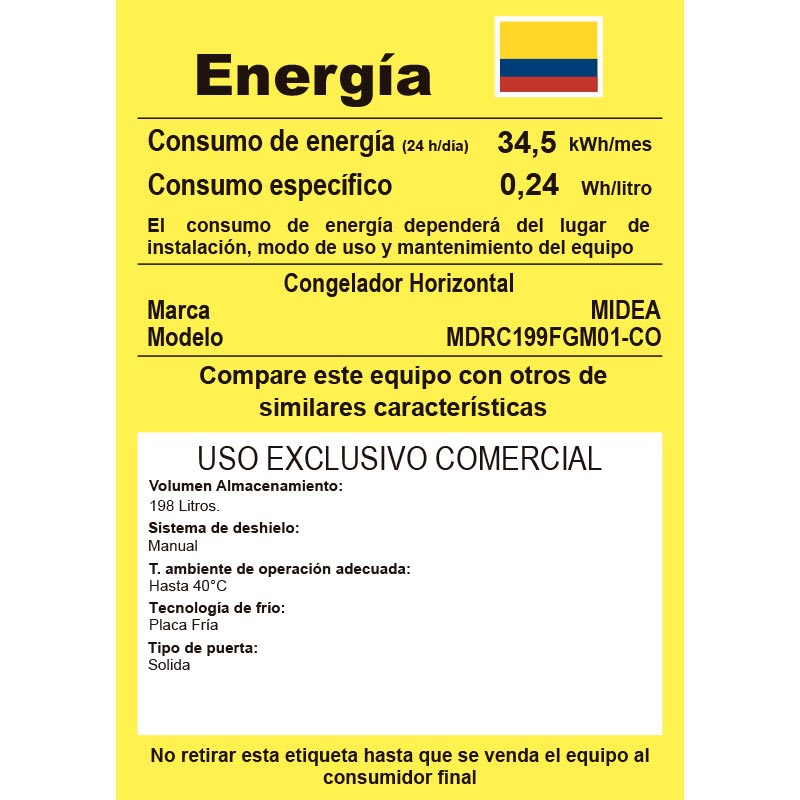 Congelador Horizontal 198L Blanco Triple Cooling Midea MDRC199FGM01-CO