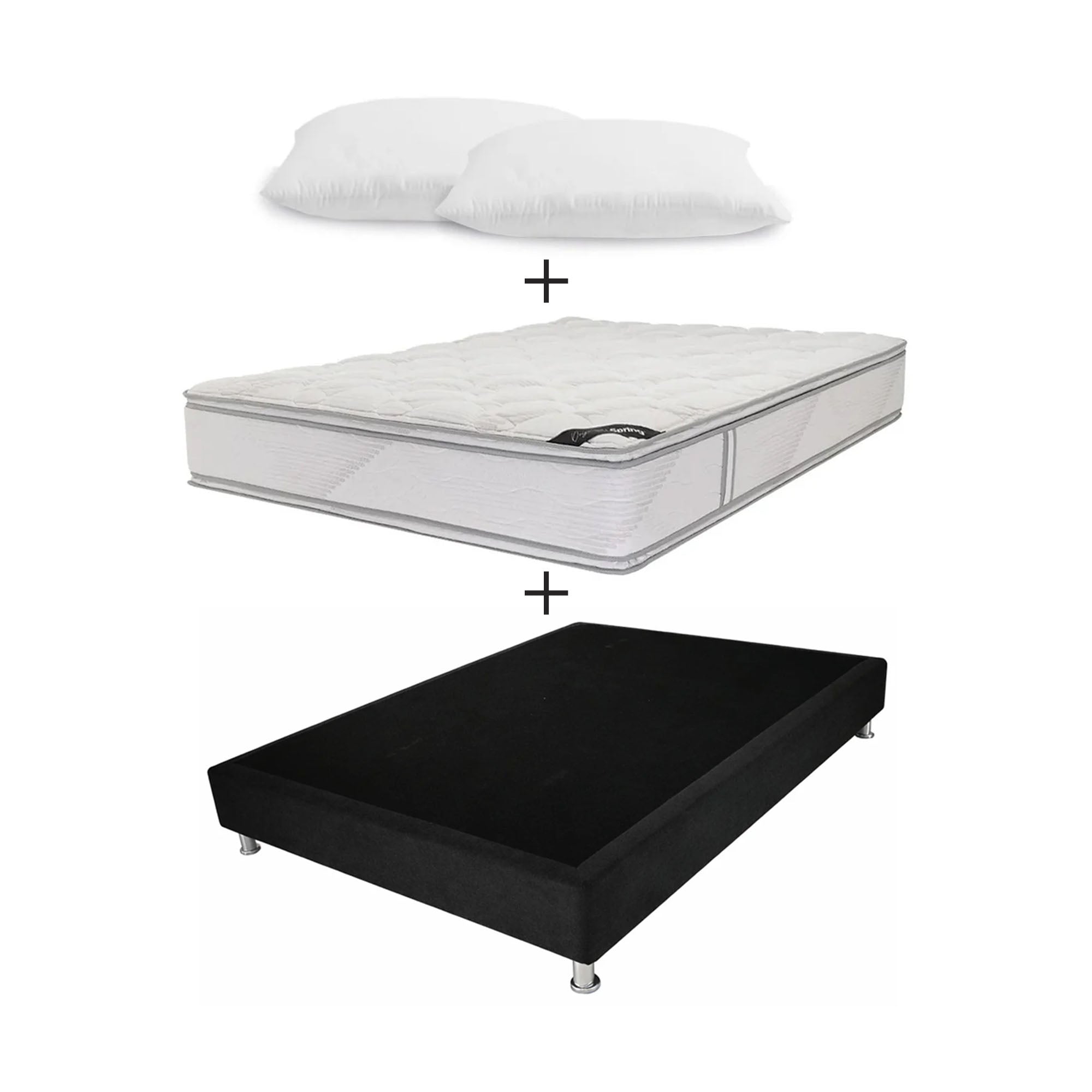 Combo Base Cama Lenon + Colchón Spring Cúspide 140x190 cm + Obsequio