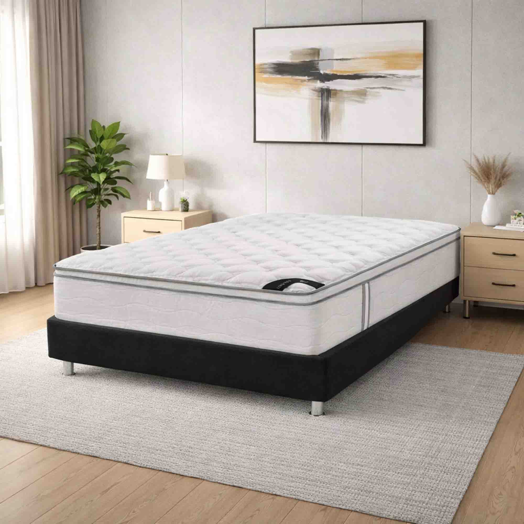 Combo Base Cama Lenon + Colchón Spring Cúspide 140x190 cm + Obsequio