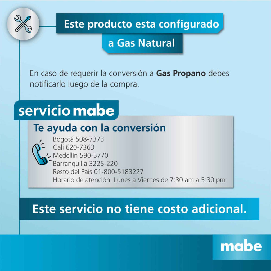 Estufa de piso con Gabinete 52 cm Gas Natural Inoxidable Mabe CCC20GTGXN-5