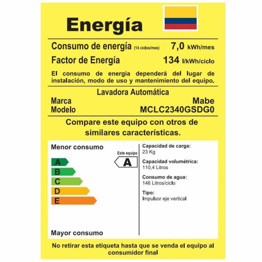 Centro de Lavado a Gas 23Kg Diamond Gray Mabe MCLC2340GSDG0