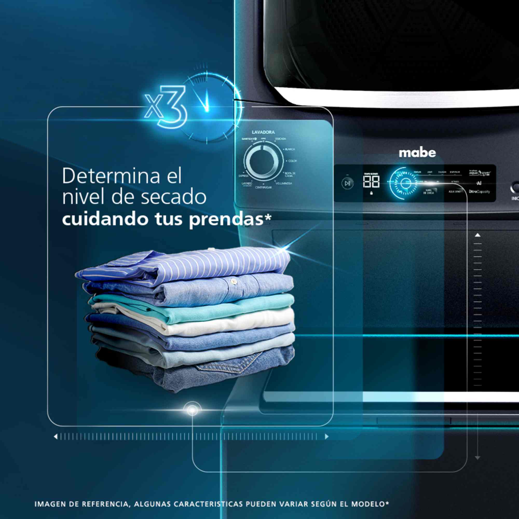 Centro de Lavado a Gas 23Kg Diamond Gray Mabe MCLC2340GSDG0