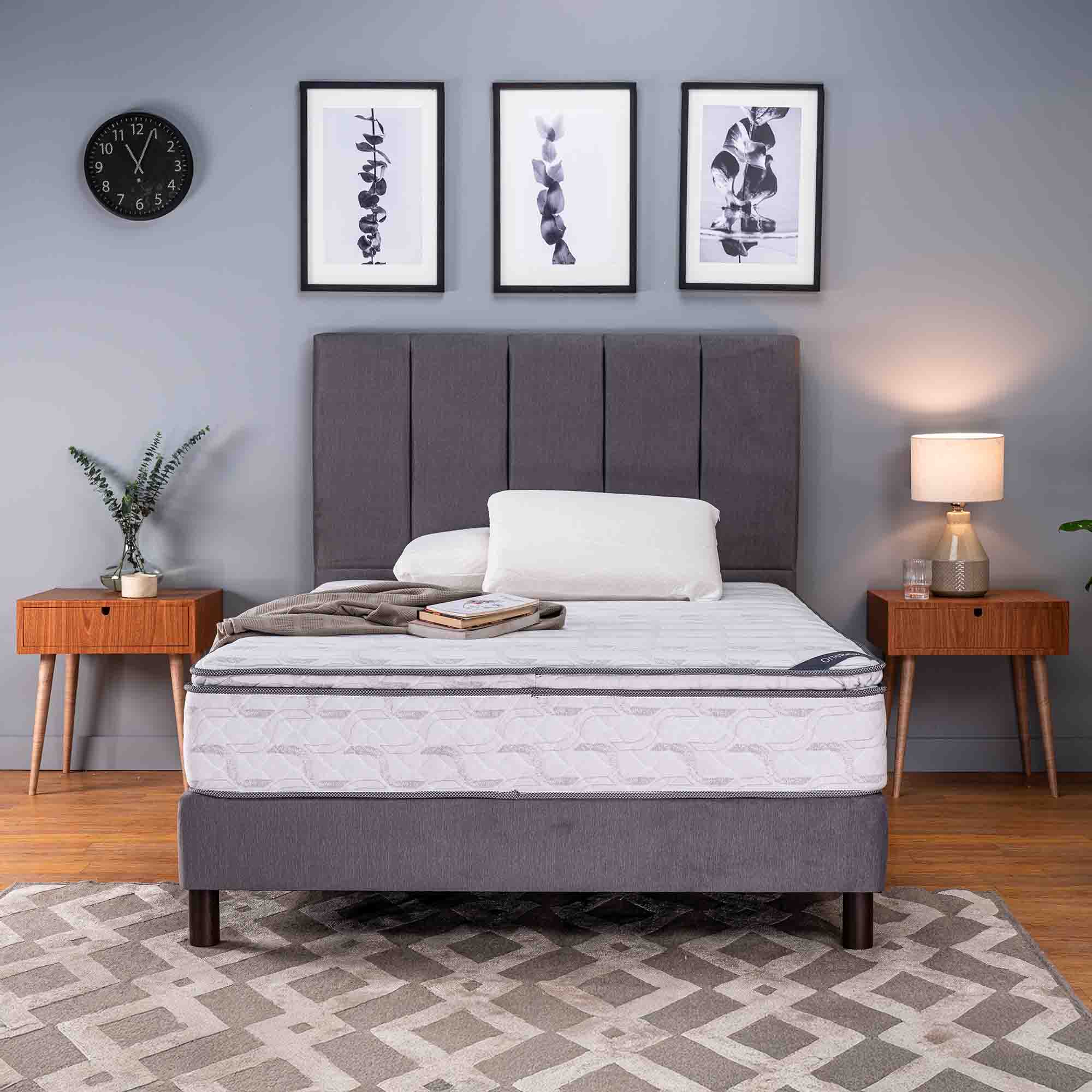 Colchón Spring Descanso Real + Almohadas Set Siliconadas