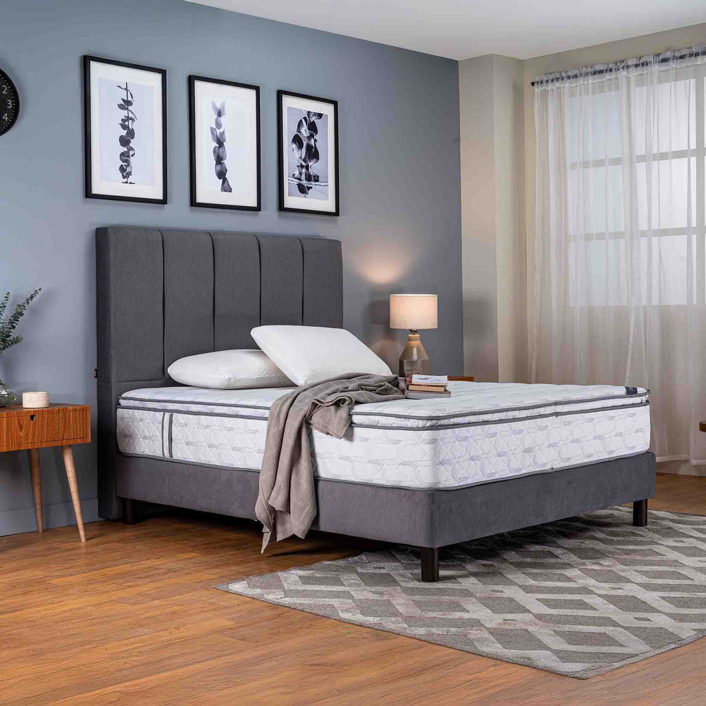 Colchón Spring Descanso Real + Almohadas Set Siliconadas