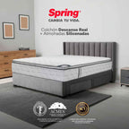 Colchón Spring Descanso Real + Almohadas Set Siliconadas