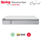 Colchón Spring Descanso Real + Almohadas Set Siliconadas