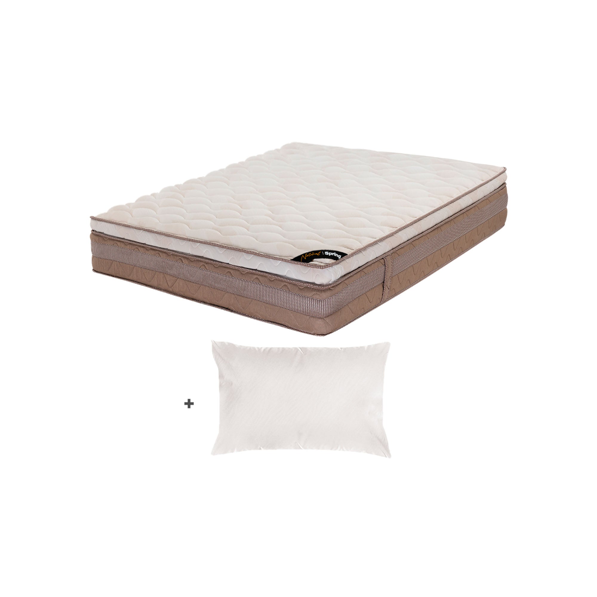 Colchón Spring Elegance Natural + Almohadas Set Siliconadas