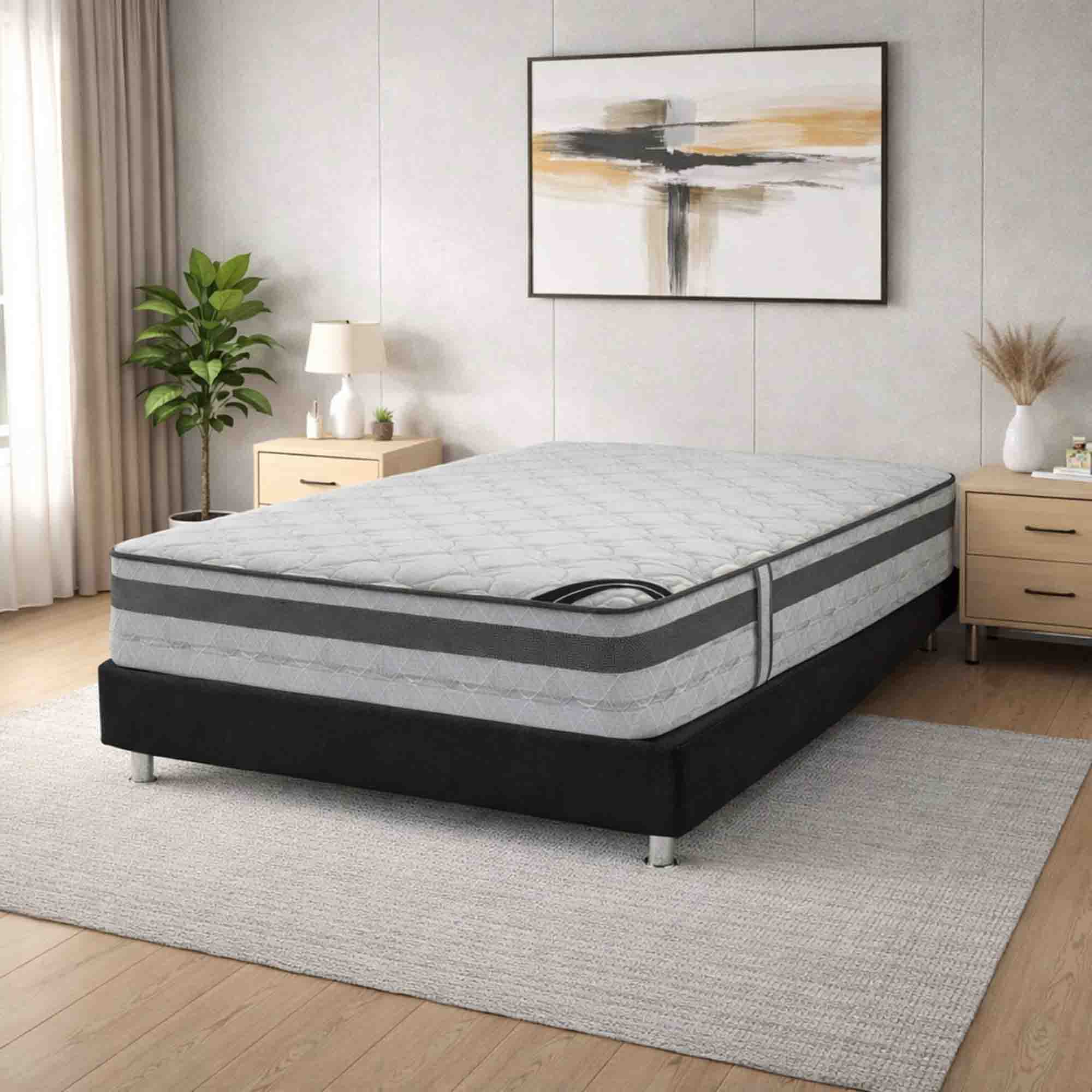 Combo Base Cama Lenon + Colchón Spring Master Original 140x190 cm + Obsequio