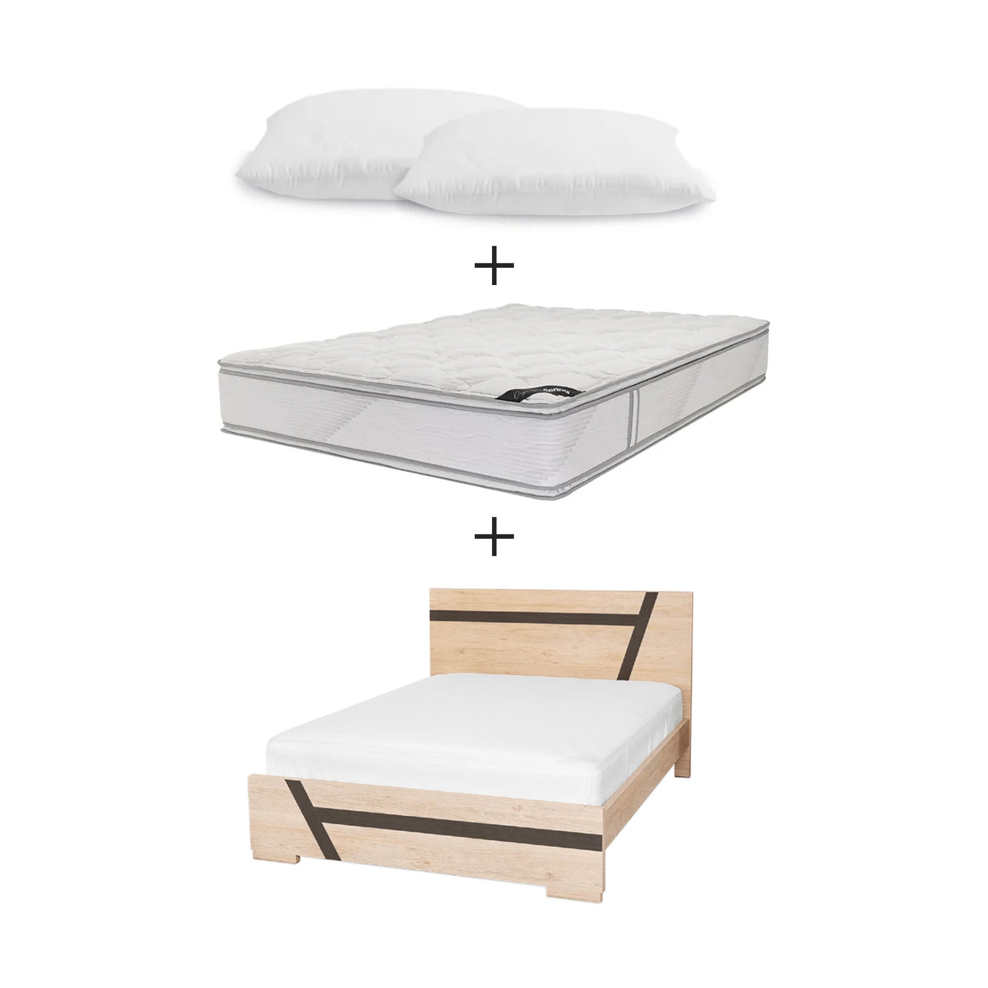 Combo Cama Sebastiana + Colchón Spring Cúspide 140x190 cm + Obsequio