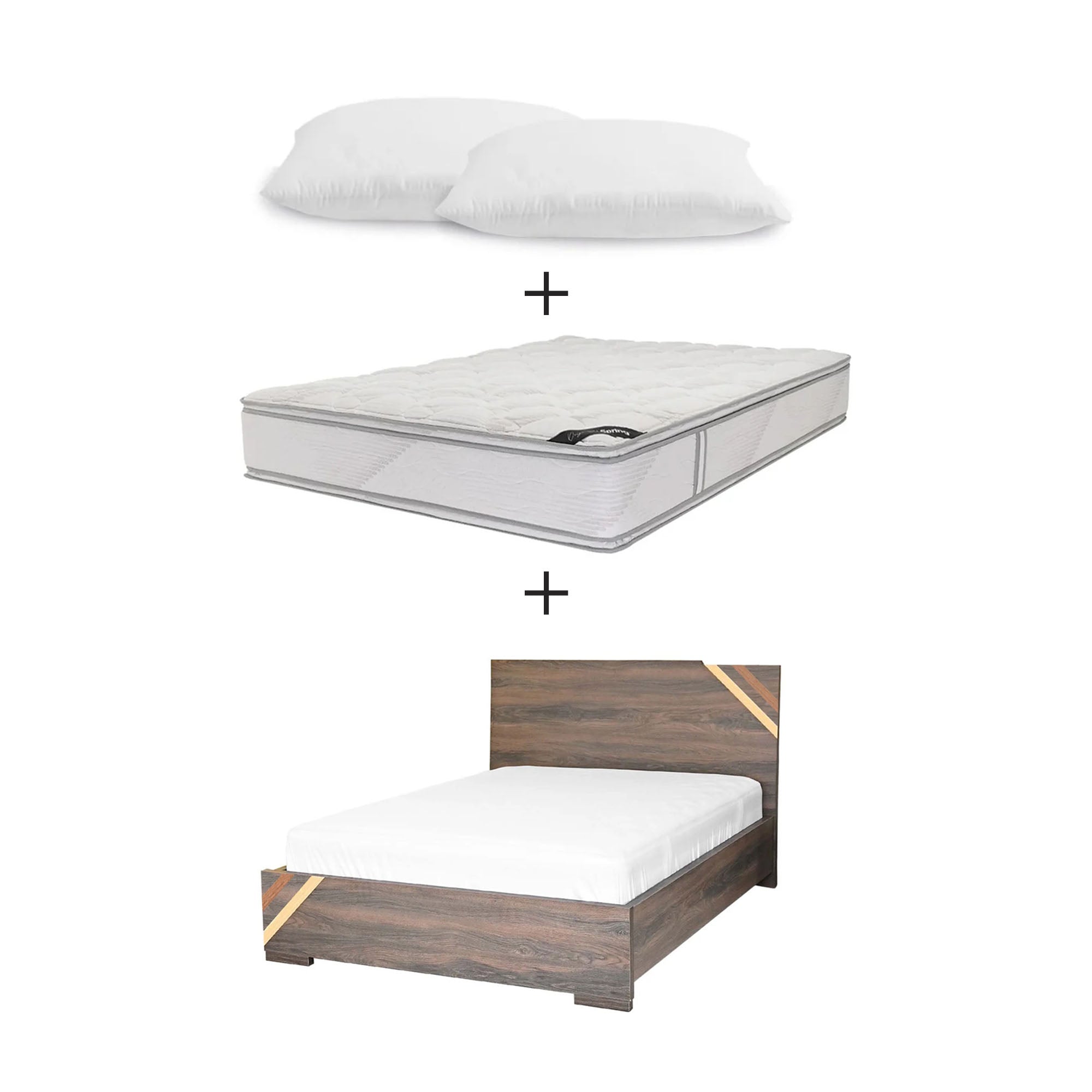 Combo Cama Anabell + Colchón Spring Cúspide 140x190 cm + Obsequio