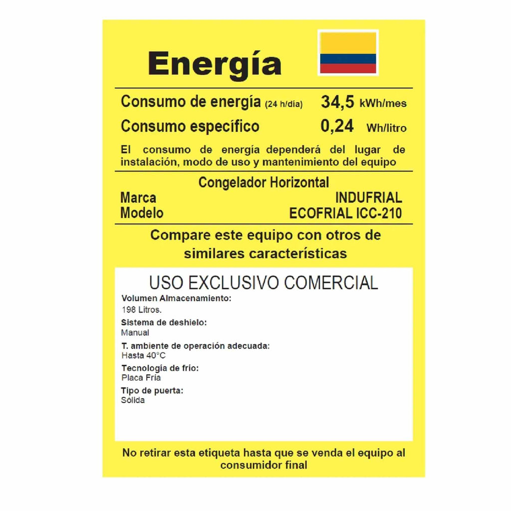 Congelador Horizontal 190L Indufrial ICC-210