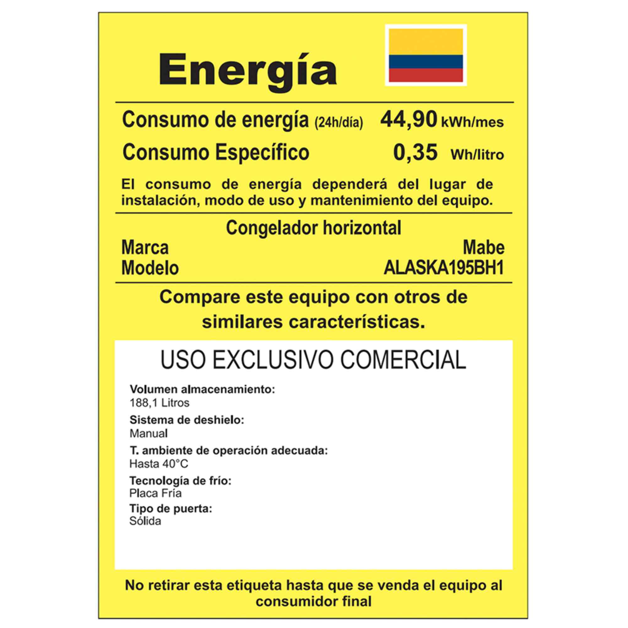 Congelador Horizontal 198L Mabe ALASKA195BH1
