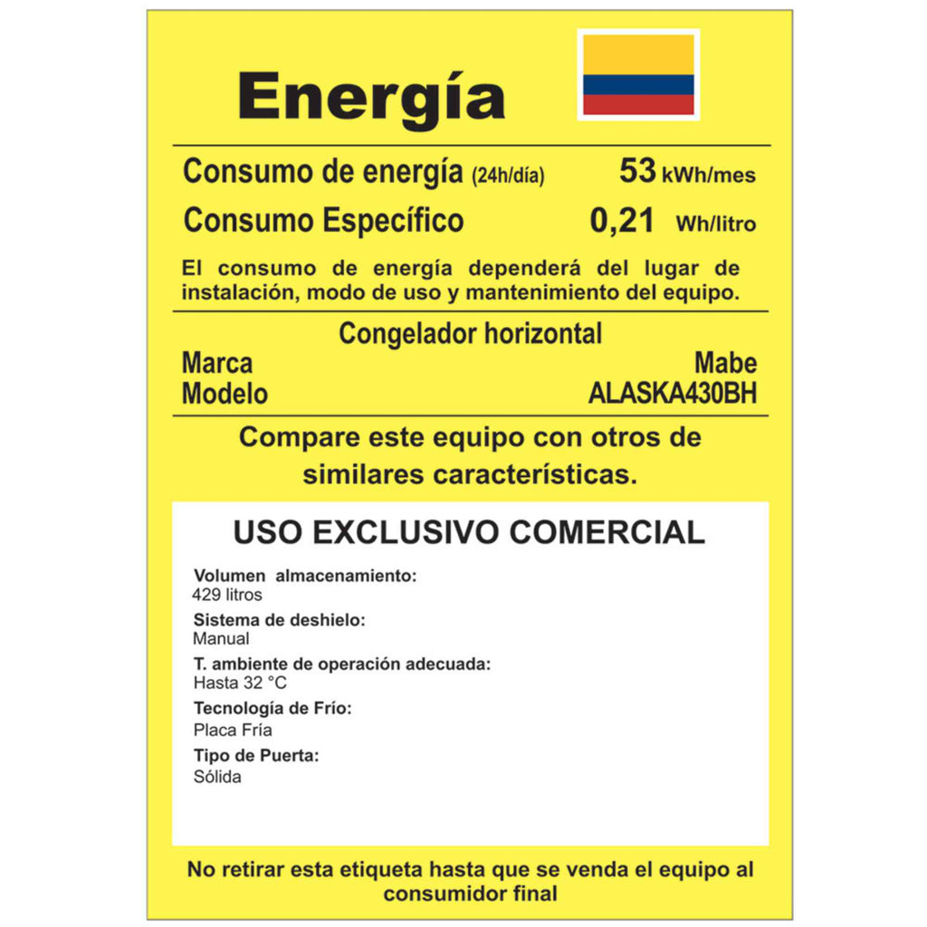 Congelador Horizontal 430L Mabe ALASKA430BH