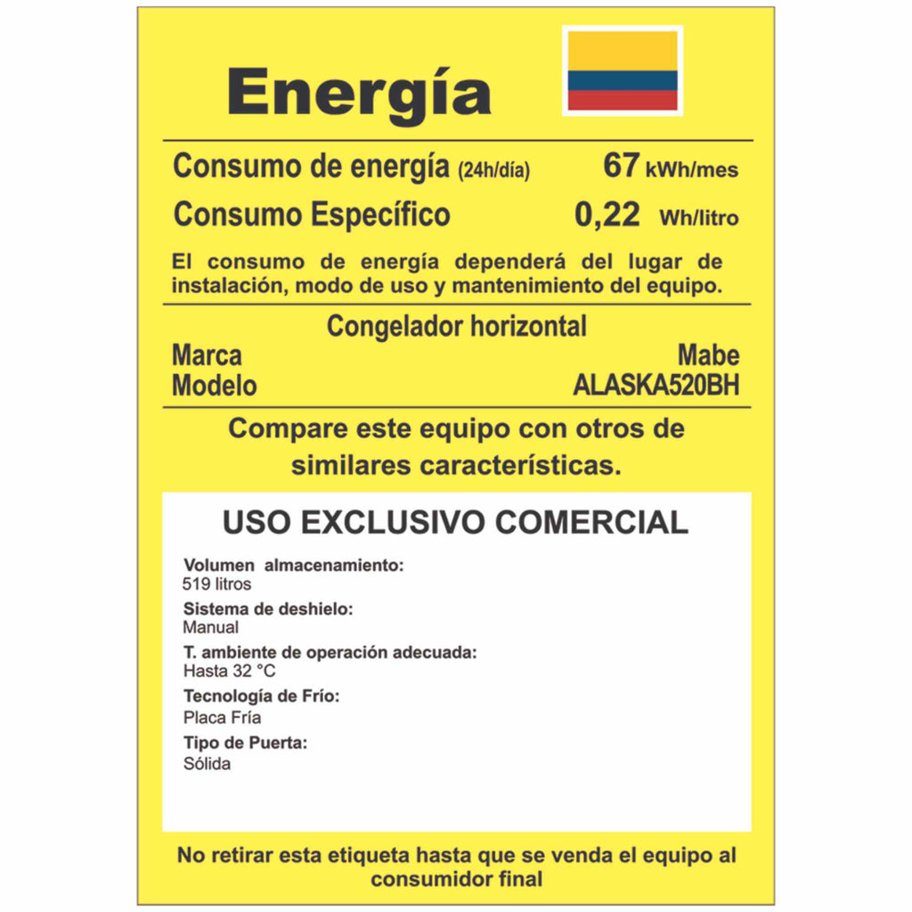 Congelador Horizontal 519L Mabe ALASKA520BH