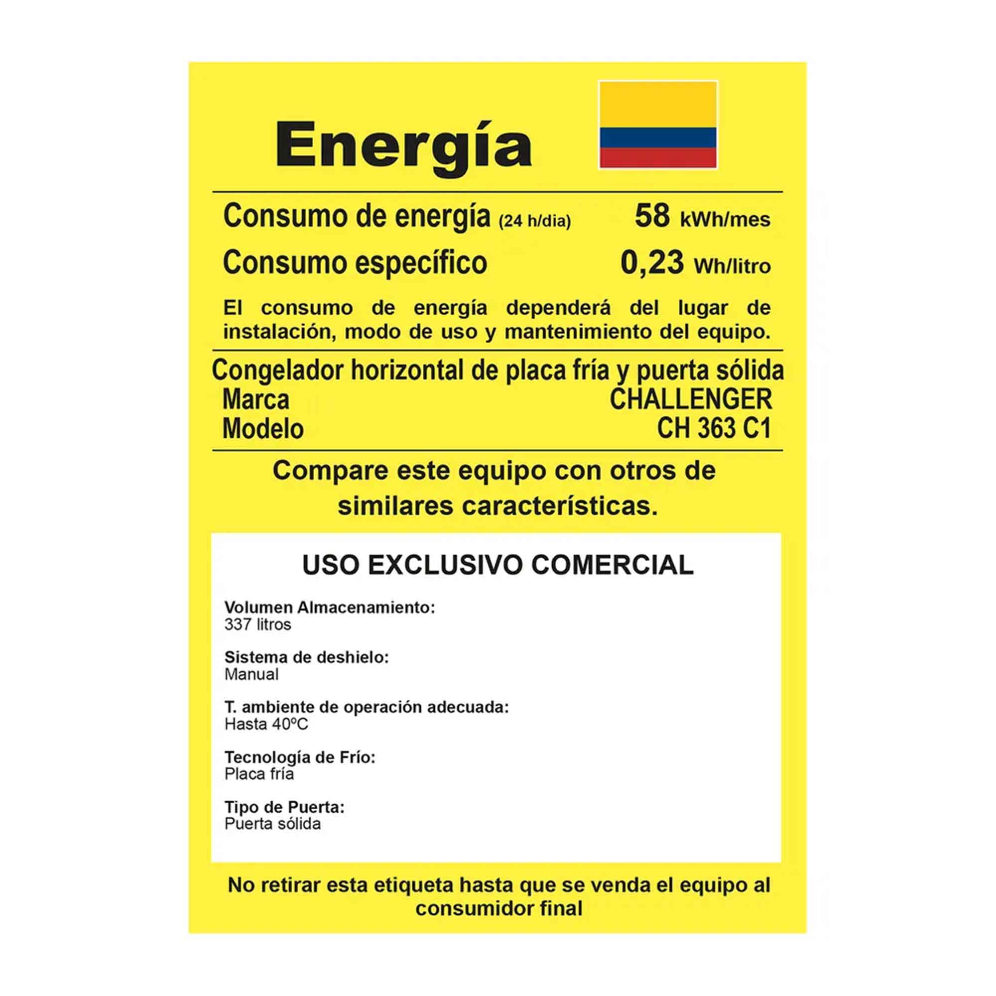 Congelador Horizontal 387L Challenger CH363