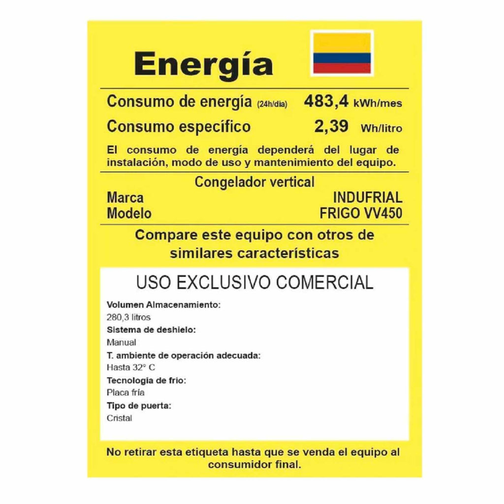 Congelador Vertical 453L Indufrial Frigo VV-450