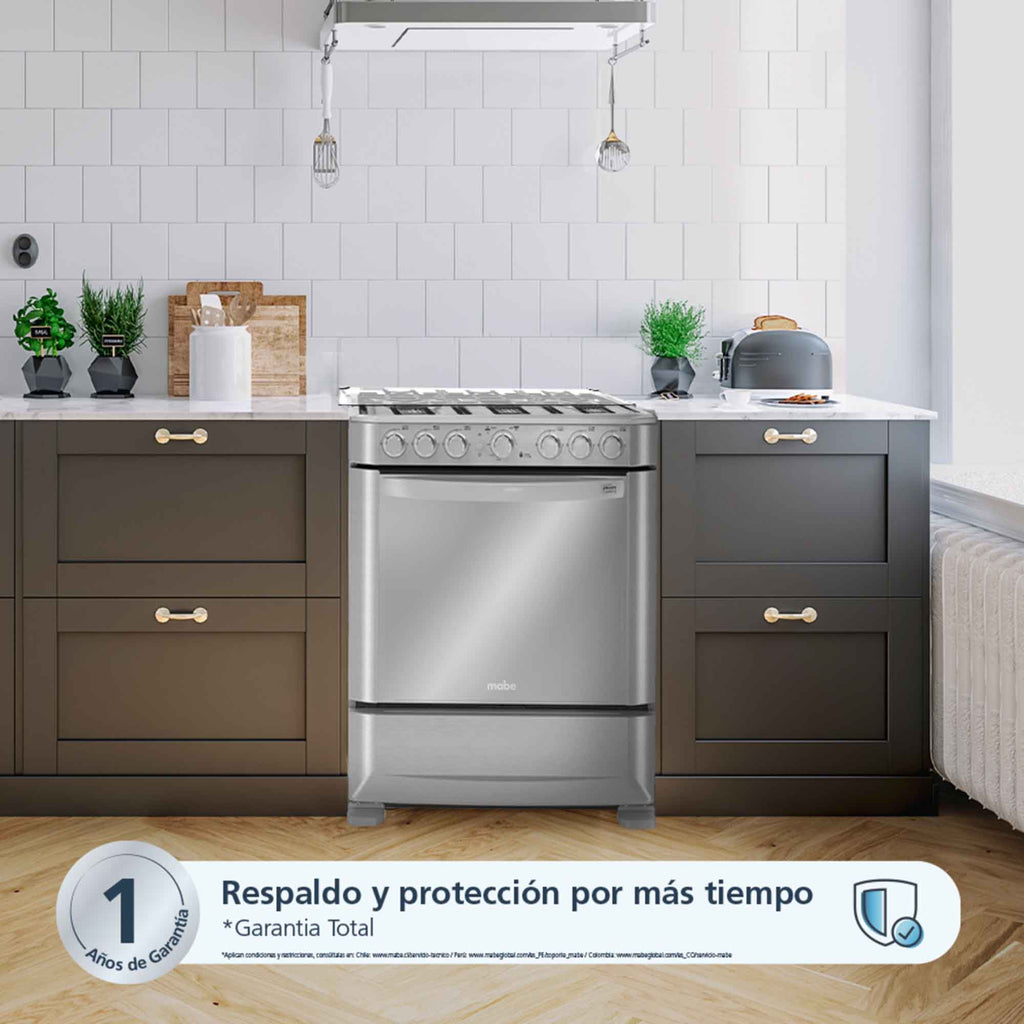 Estufa de Piso a Gas 6 Puestos Mabe EMC7630NFX0