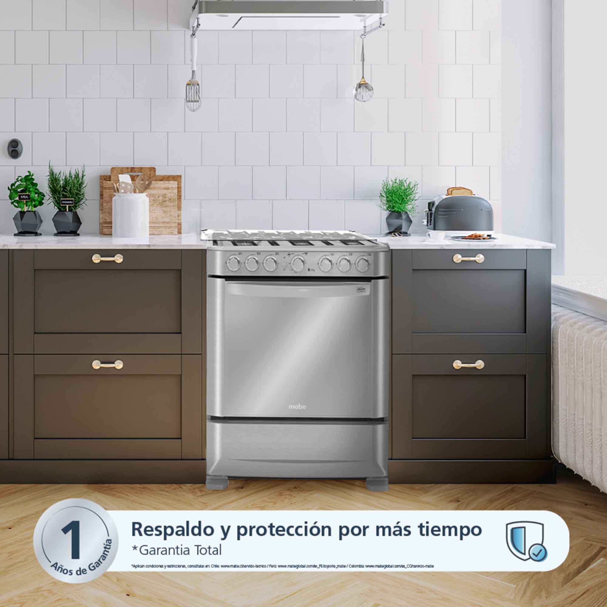 Estufa de Piso a Gas 6 Puestos Mabe EMC7630NFX0