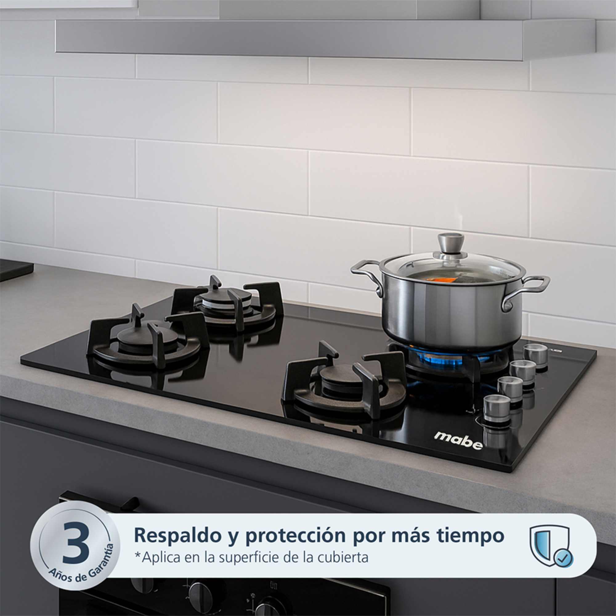 Estufa de Empotrar 60 cm Vidrio Templado Negra Mabe PM6046V0