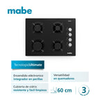 Estufa de Empotrar 60 cm Vidrio Templado Negra Mabe PM6046V0