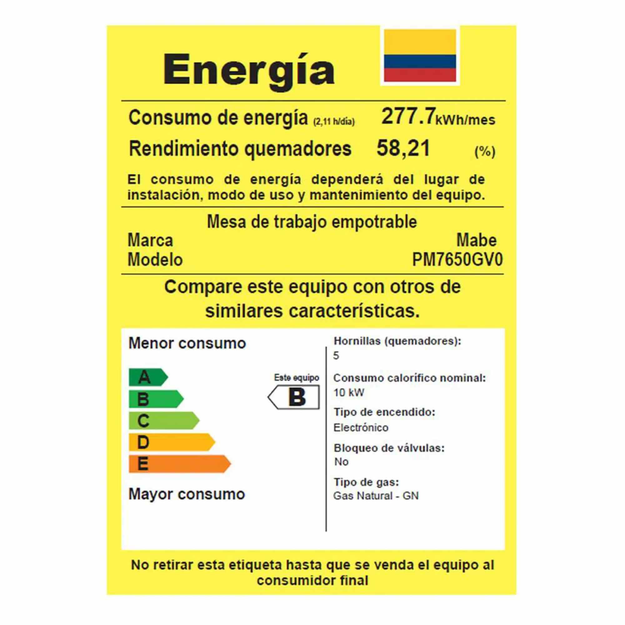 Estufa de Empotrar 76 cm Vidrio Negro Mabe PM7650GV0