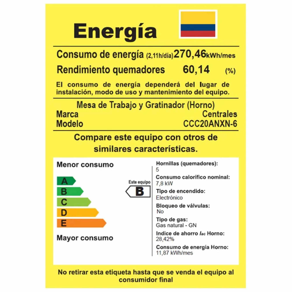 Estufa de Piso 4 Puestos Gas Natural Centrales CCC20ANXN-6 52 cm