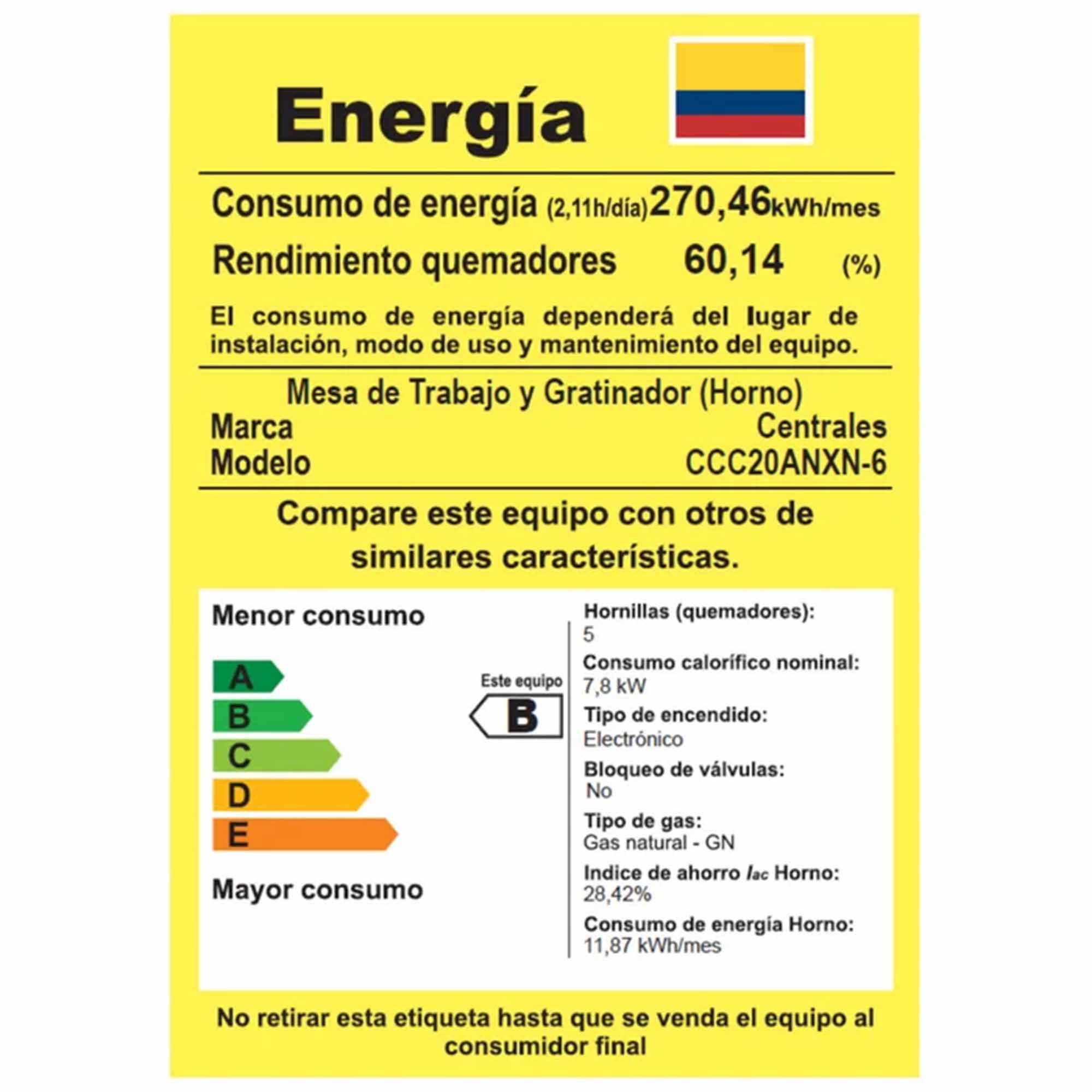 Estufa de Piso 4 Puestos Gas Natural Centrales CCC20ANXN-6 52 cm