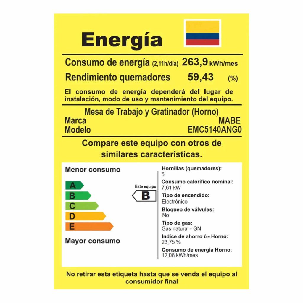 Estufa de Piso 4 Puestos Gas Natural Mabe EMC5140ANG0 52 cm Inox