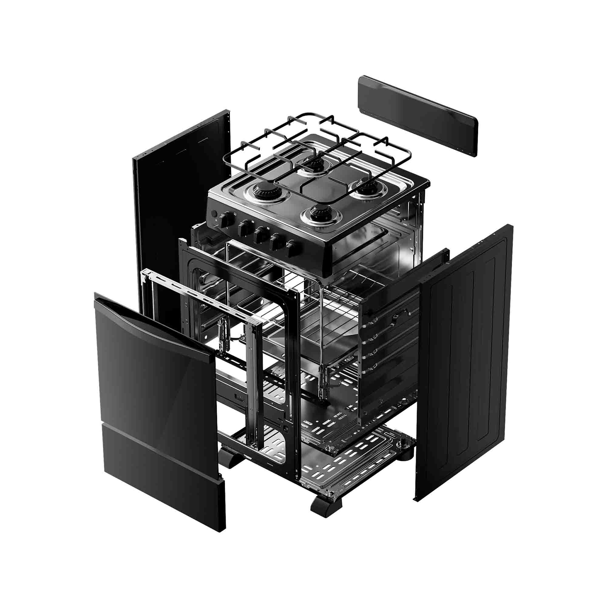 Estufa de Piso Gas 20″ Negro Midea MGS20FS1BFAWB-CO