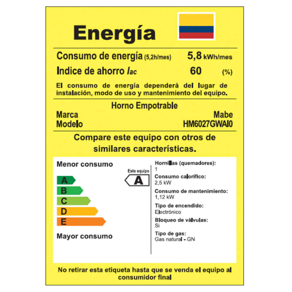 Horno a Gas a 110v Inox Mabe HM6027GWAI0