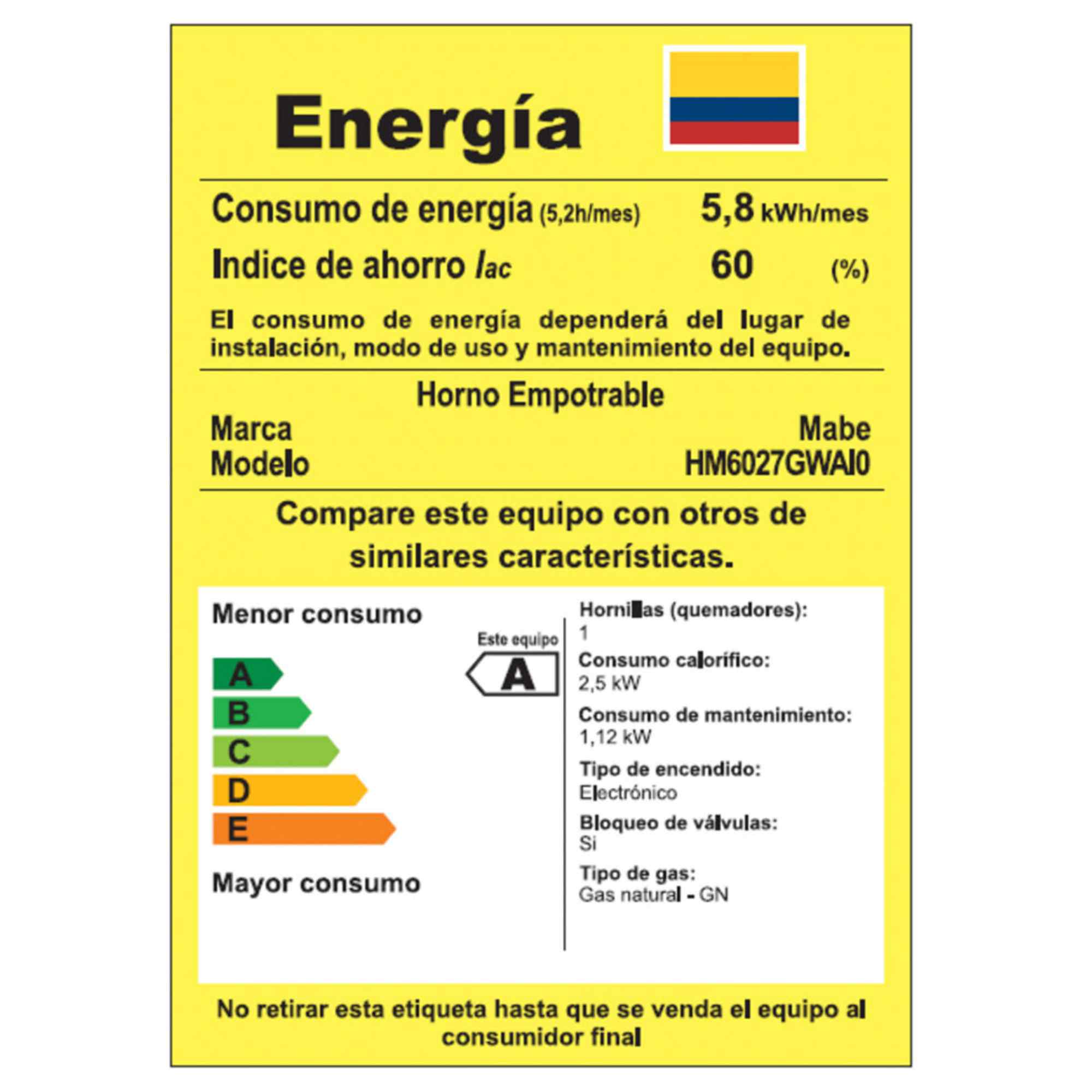Horno a Gas a 110v Inox Mabe HM6027GWAI0