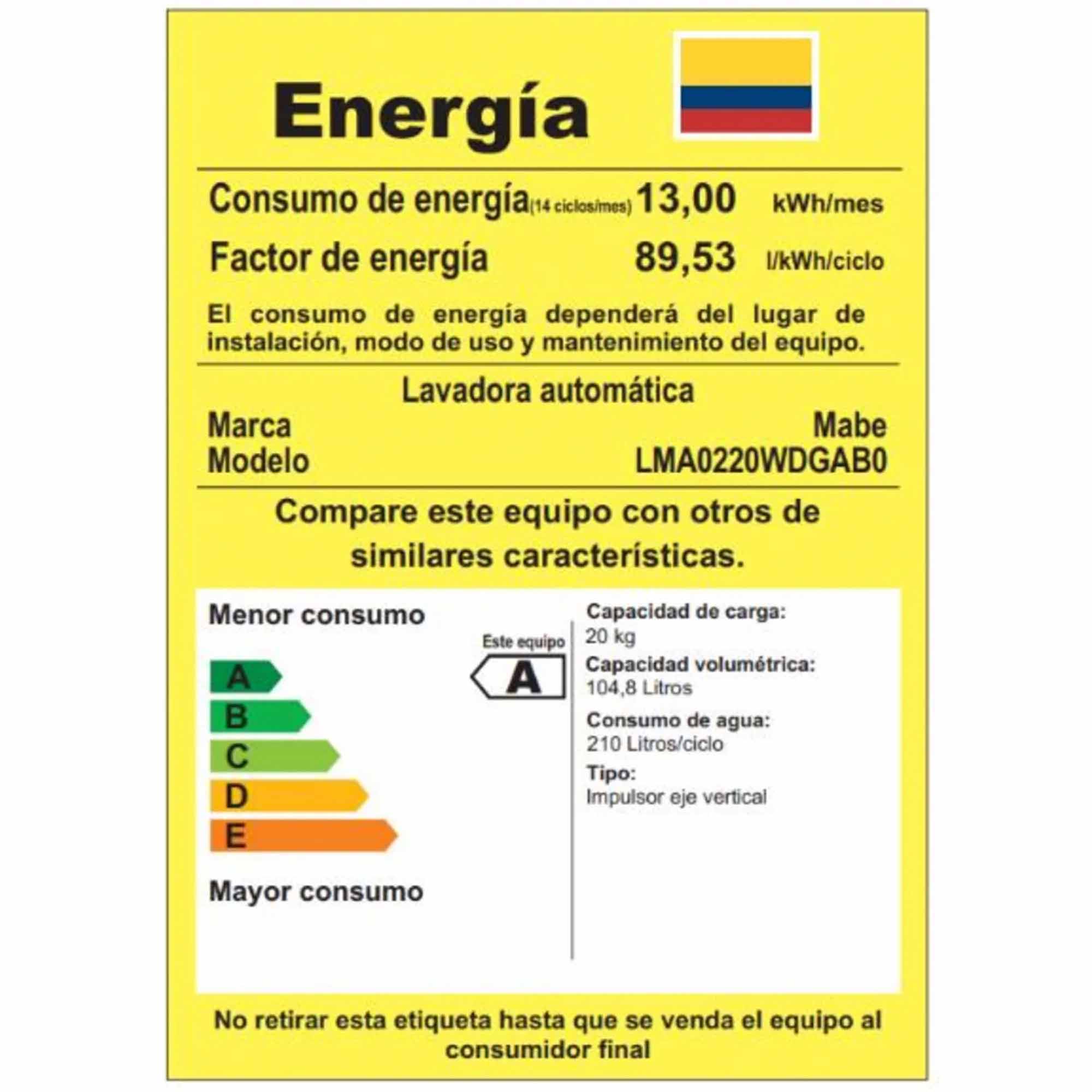 Lavadora Automática 20Kg Mabe LMA0220WDGAB0