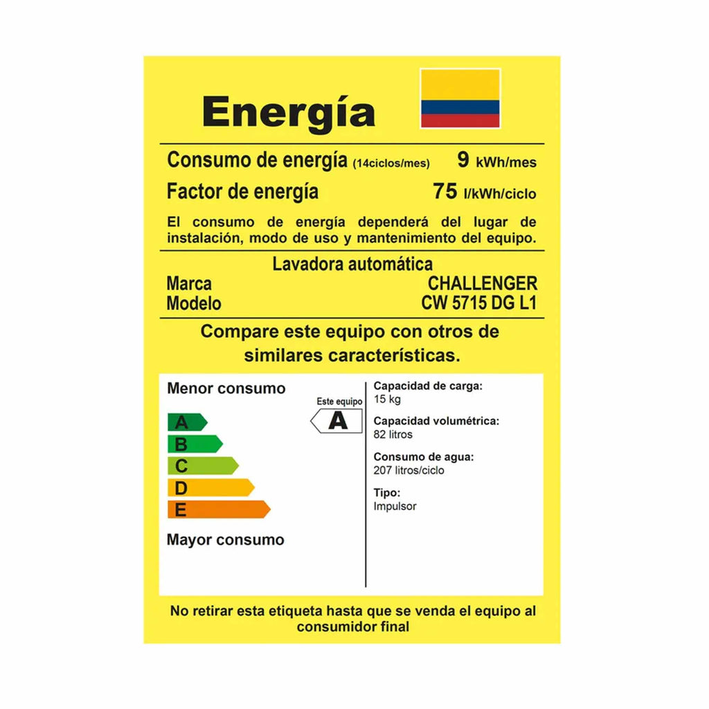 Lavadora Automática Carga Superior 15 kg Challenger CW5715