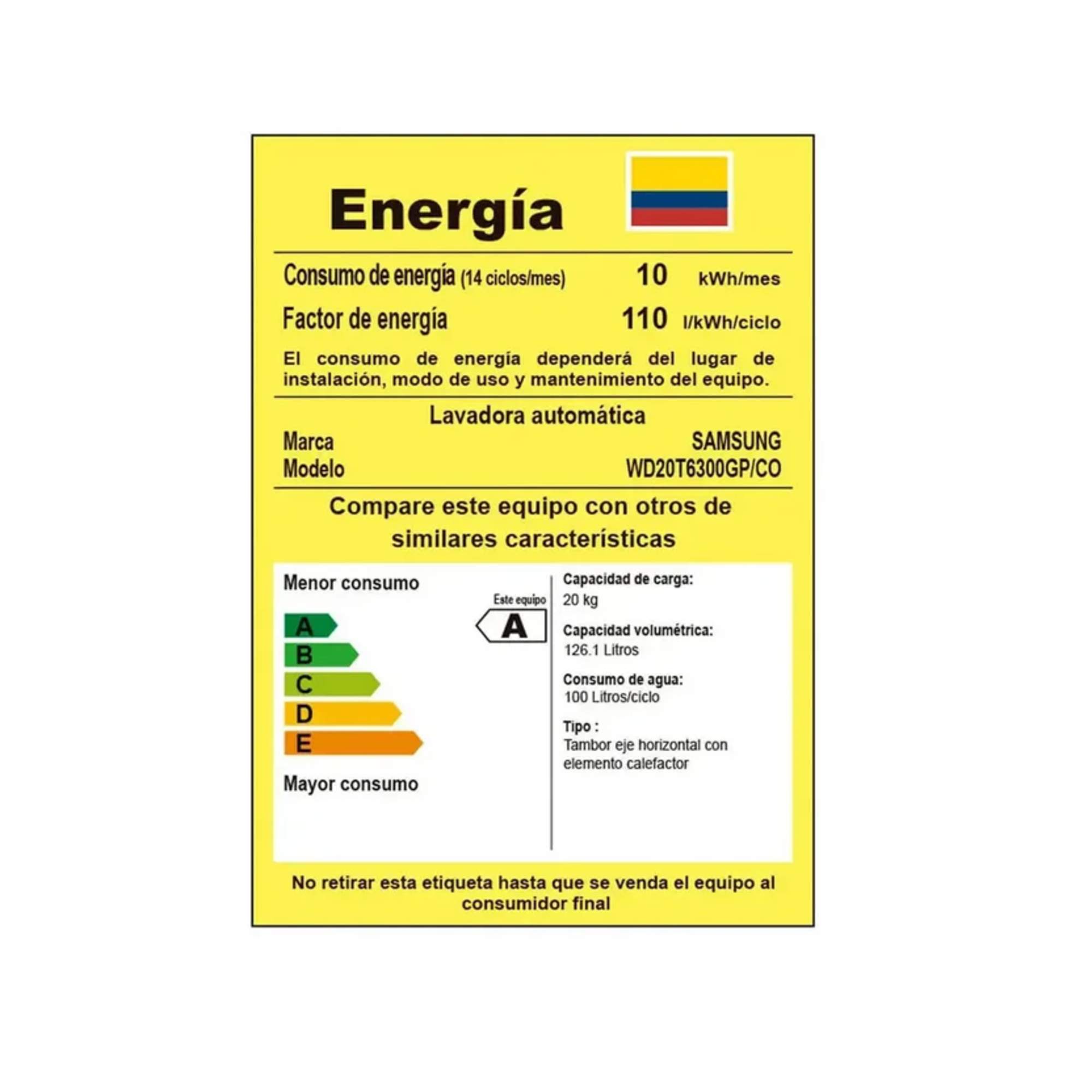 Lavadora Secadora 20Kg Samsung WD20T6300GP/CO