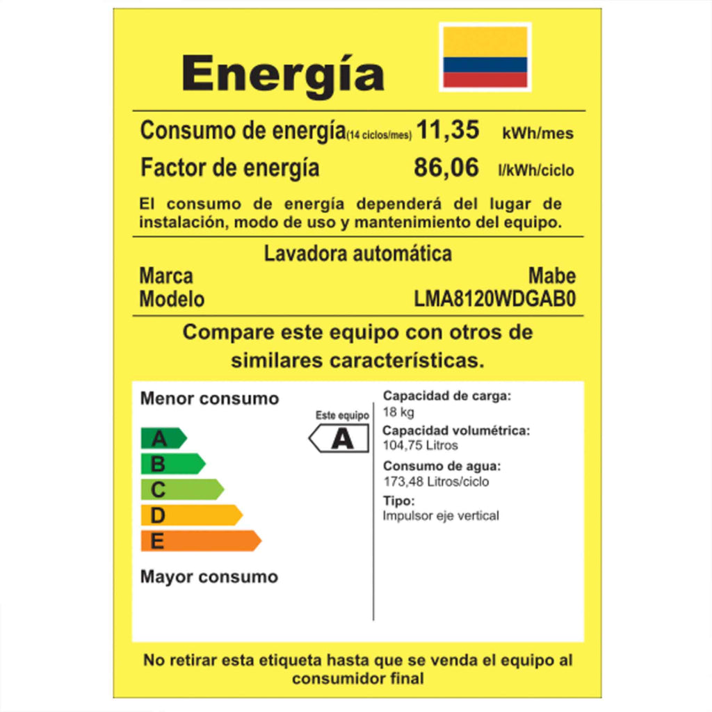 Lavadora Automática 18Kg Mabe LMA8120WDGAB0