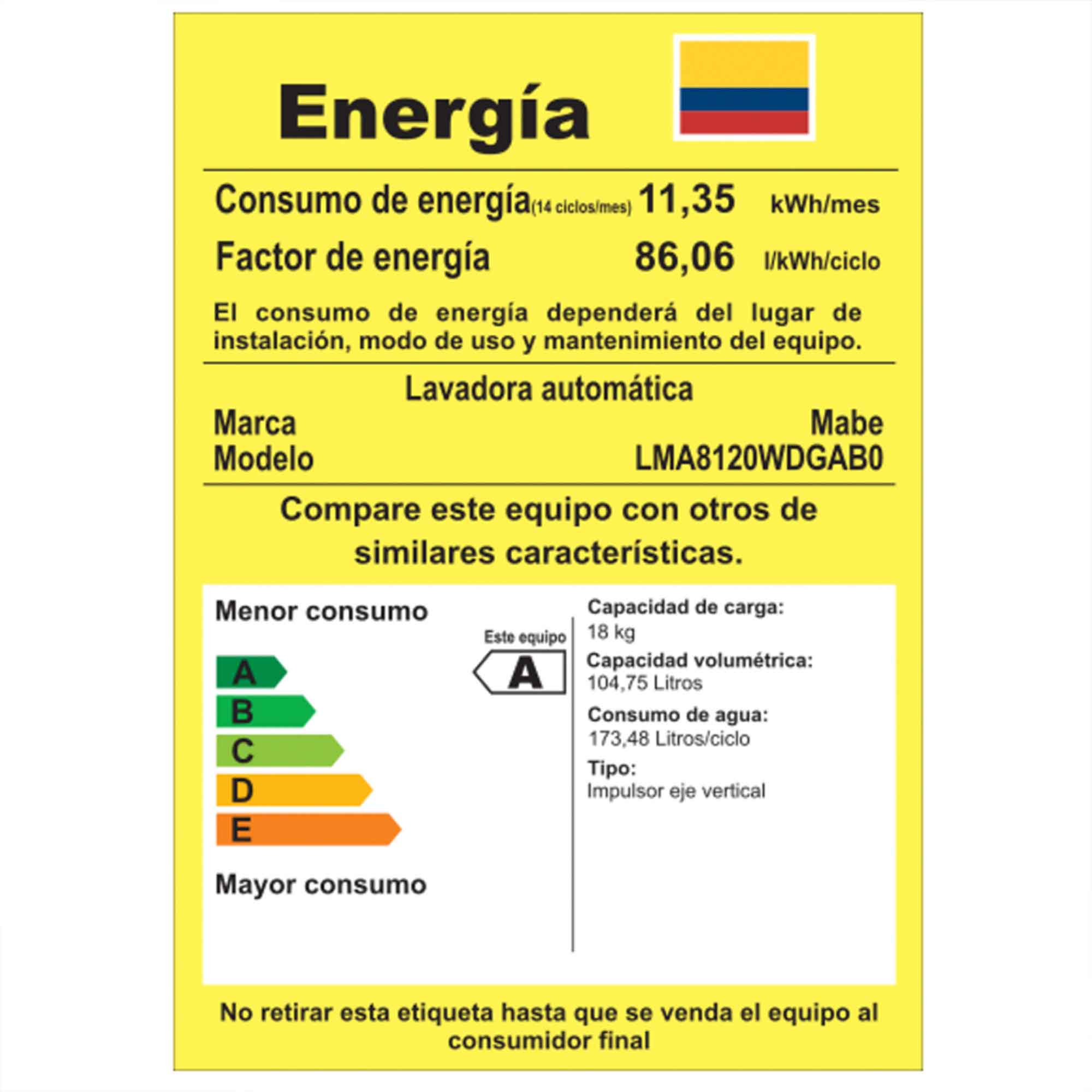 Lavadora Automática 18Kg Mabe LMA8120WDGAB0