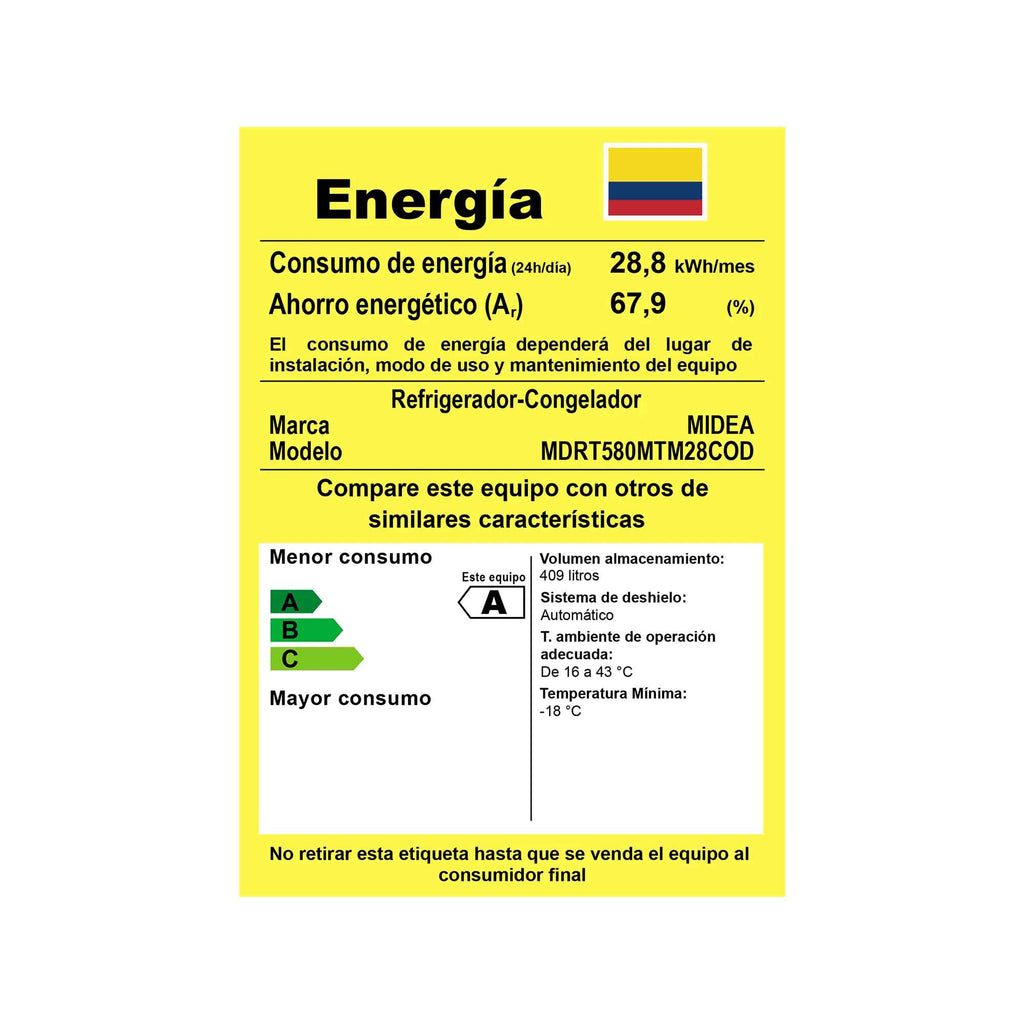 Nevera Inverter Quattro Jazz Black 409 L Midea MDRT580MTM28COD