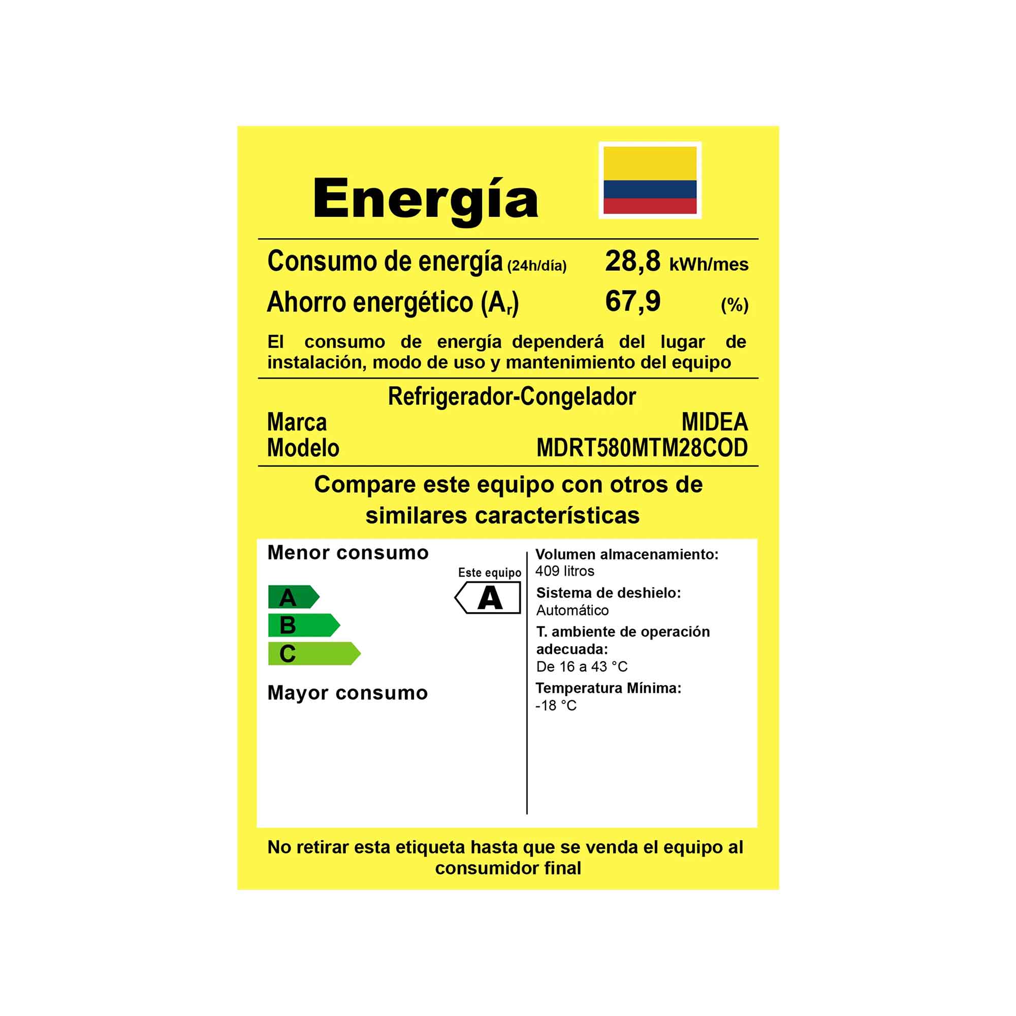 Nevera Inverter Quattro Jazz Black 409 L Midea MDRT580MTM28COD