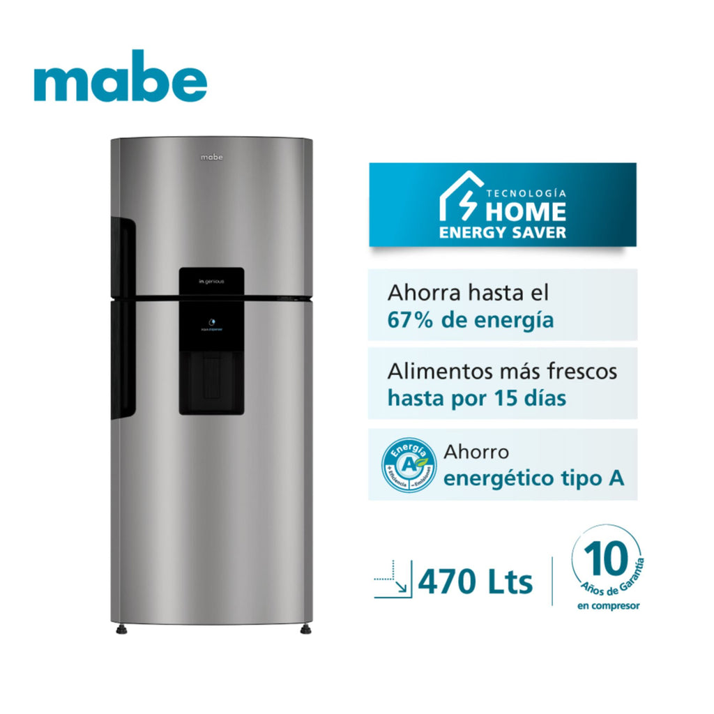 Nevera No Frost 470L Inox Mabe RMP470YCU